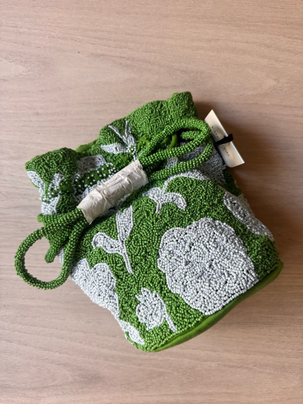 Kate Spade X Target - Green Beaded Floral Drawstring Bag - Picture 3 of 7